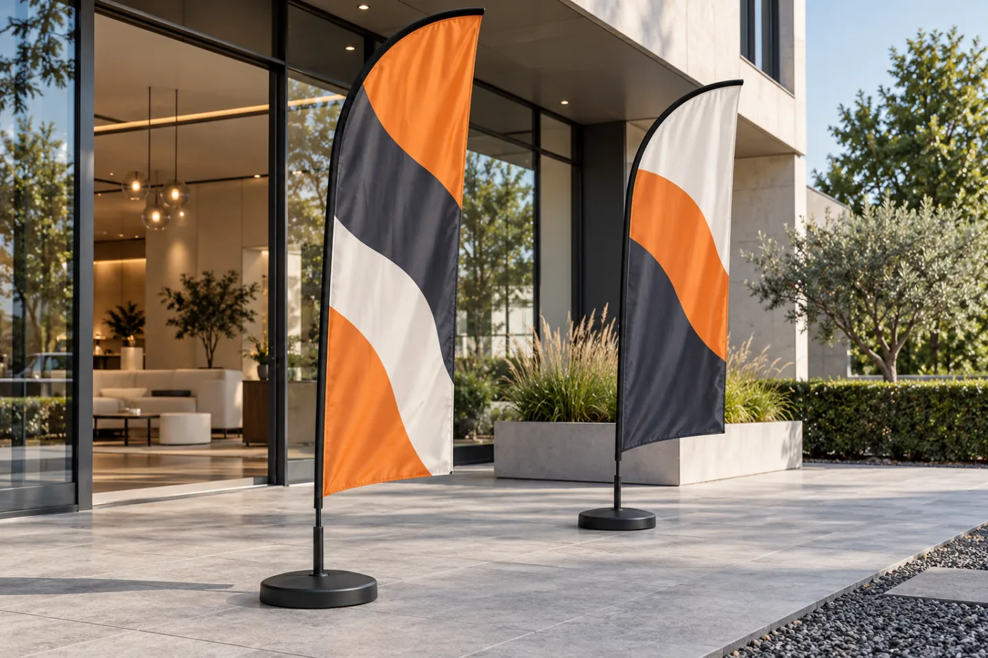 Illustrative display visualisation. Pole and base are optional extras; this is not a scale comparison of sizes S–XL.