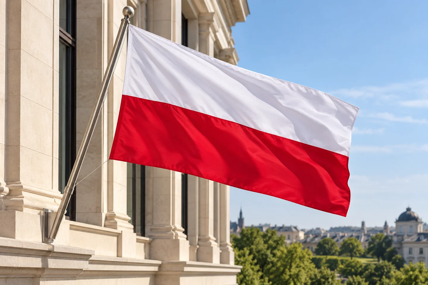 Polenflagge nach Maß — Polyester 115 g/m² — Weiß und Rot. Ihr Format.
